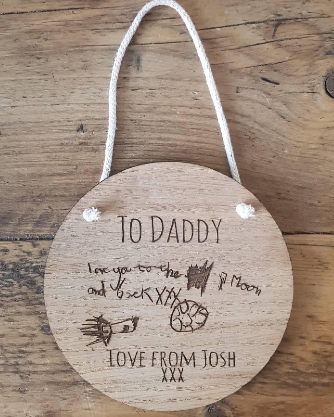 Personalised Children's Drawing Fathers Day Plaque